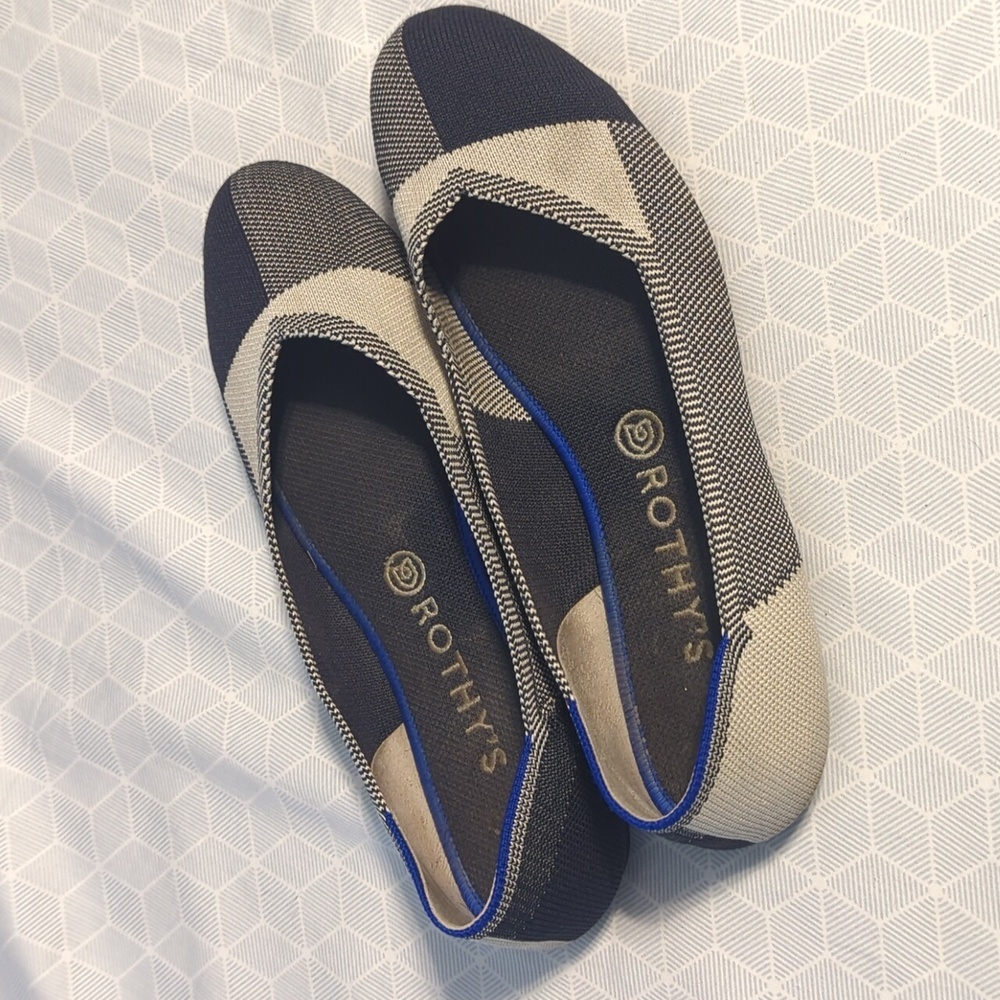Black and White blocked Rothy's ballet flats